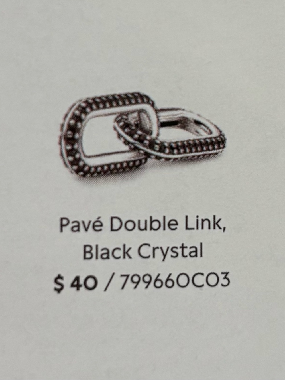 Pandora Black Crystal Double Link Charm